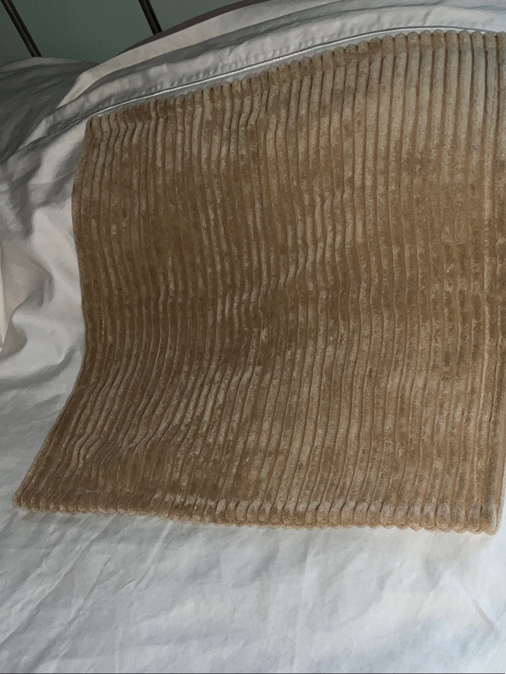 Plush Ribbed Pillow Cover in Camel- 17x17” Square
